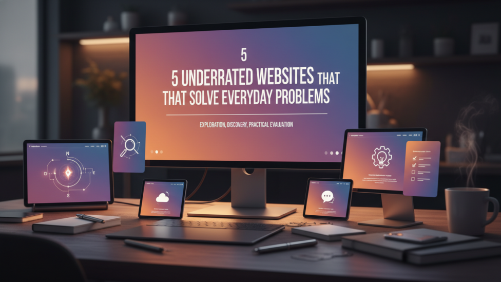 Abstract illustration of digital pathways connecting various problem-solving concepts, symbolizing the discovery of underrated websites.
