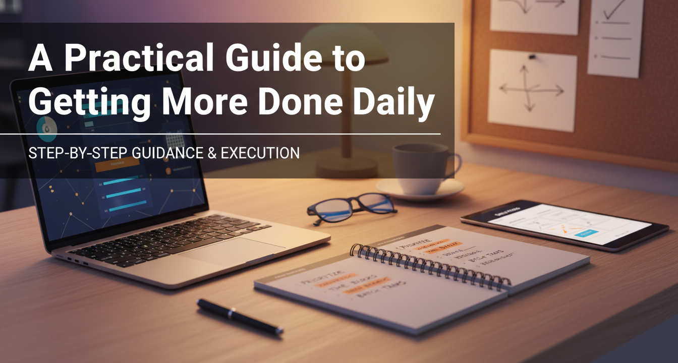 An organized desk with a planner, laptop, and coffee, symbolizing effective daily planning and productivity.
