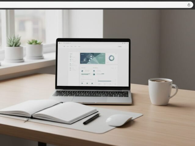 A laptop on a clean desk showing a streamlined personal dashboard, symbolizing organized digital workflow.
