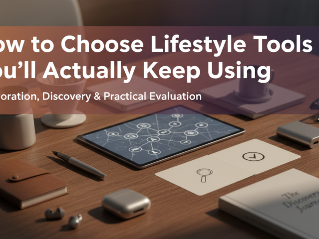 A thoughtfully arranged desk with essential, high-quality lifestyle tools under soft natural light, conveying an atmosphere of intentional living.