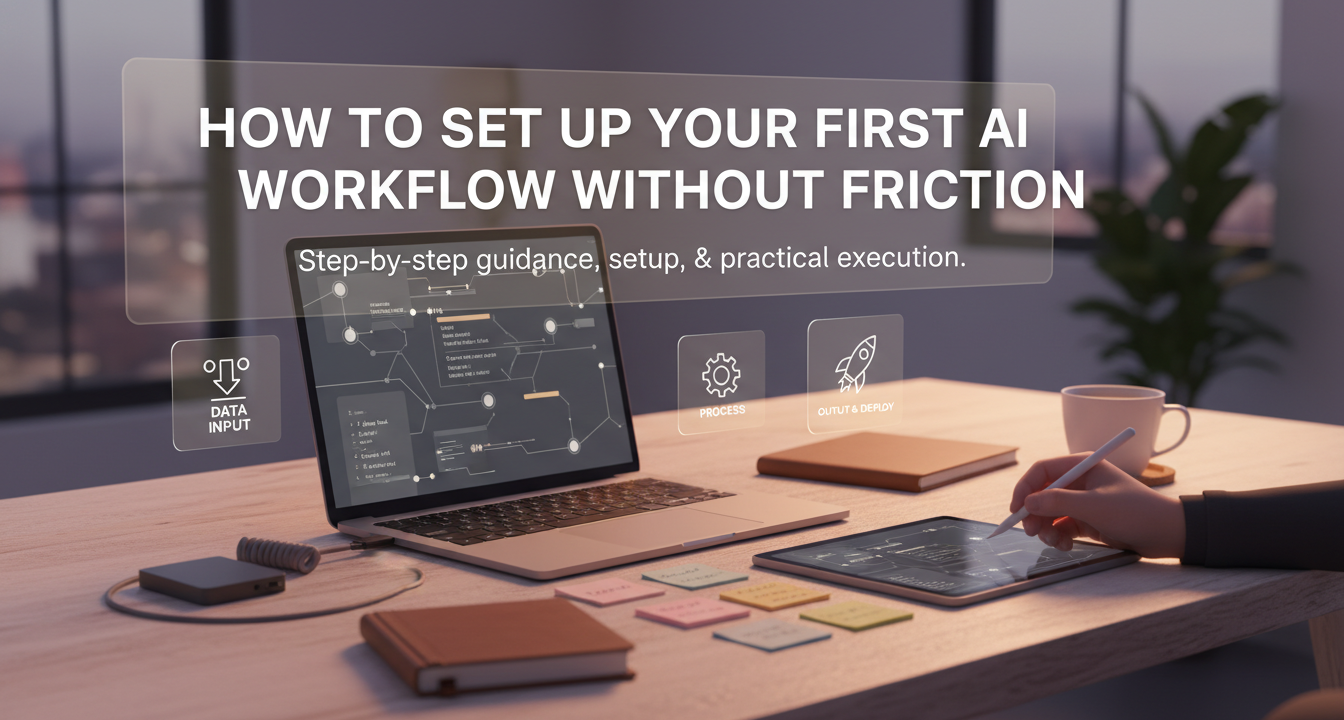 Digital illustration of an AI workflow network, symbolizing frictionless setup and efficiency.