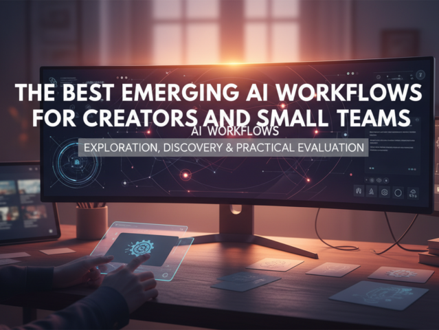 A small team of creators collaborating with AI interfaces, highlighting efficient workflows.