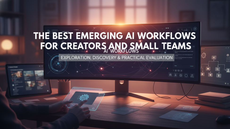 A small team of creators collaborating with AI interfaces, highlighting efficient workflows.