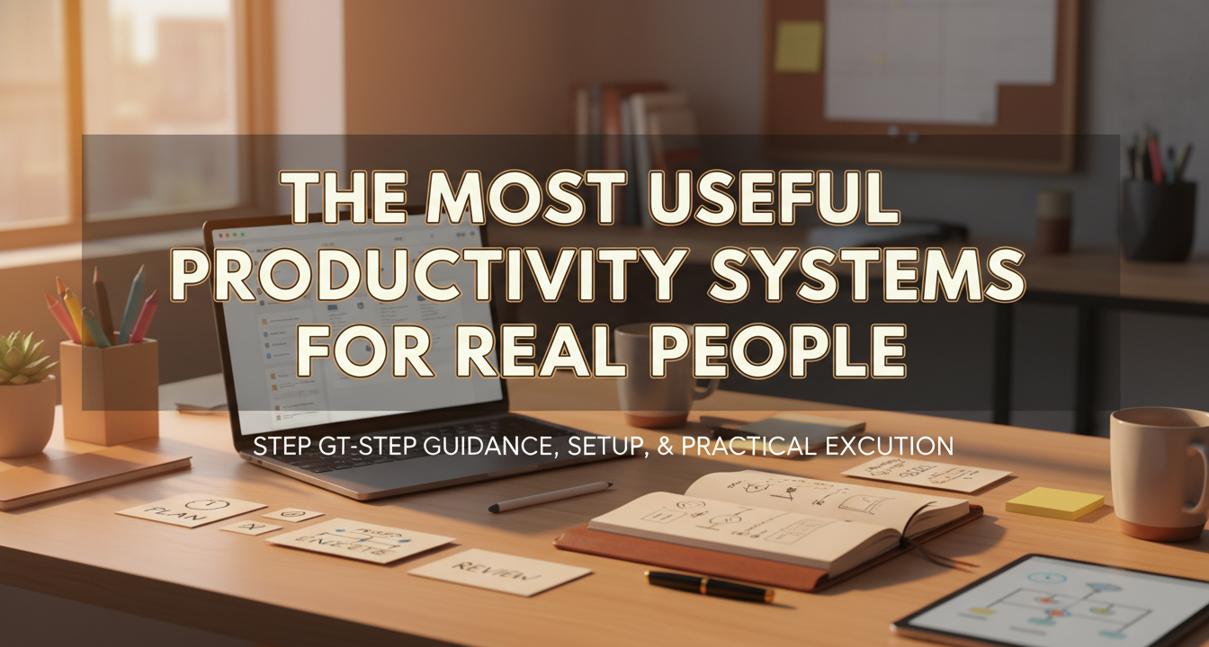 Various individuals effectively managing tasks using different productivity methods, symbolizing real-world application of useful systems.