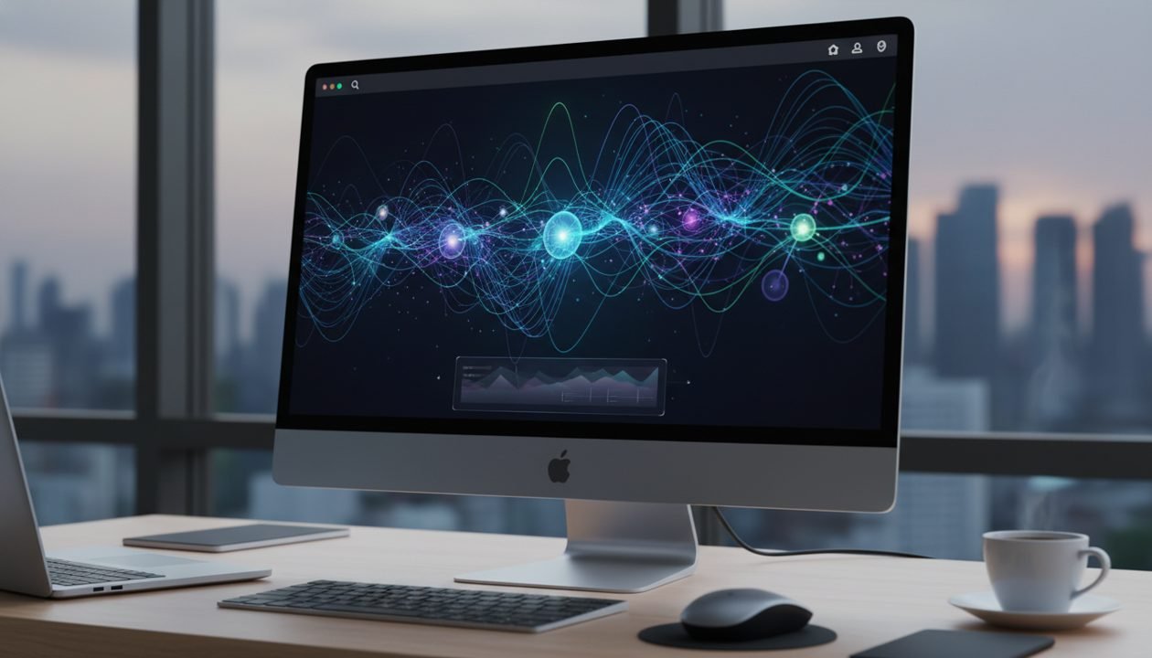 Abstract digital network representing information management