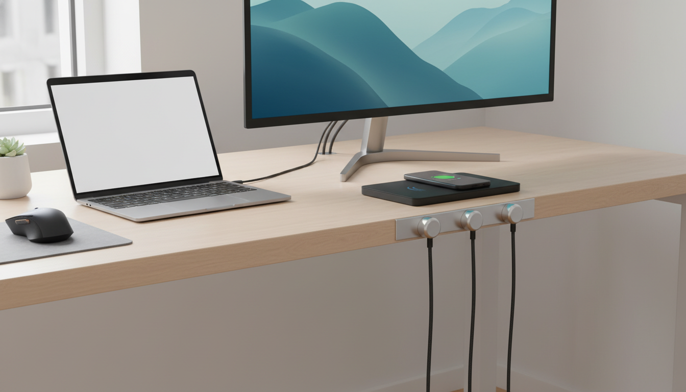 A curated collection of five viral products including cleaning gel, heat sealer, silicone lids, cable organizers, and a collapsible water bottle, arranged on a modern surface. supporting image 3
