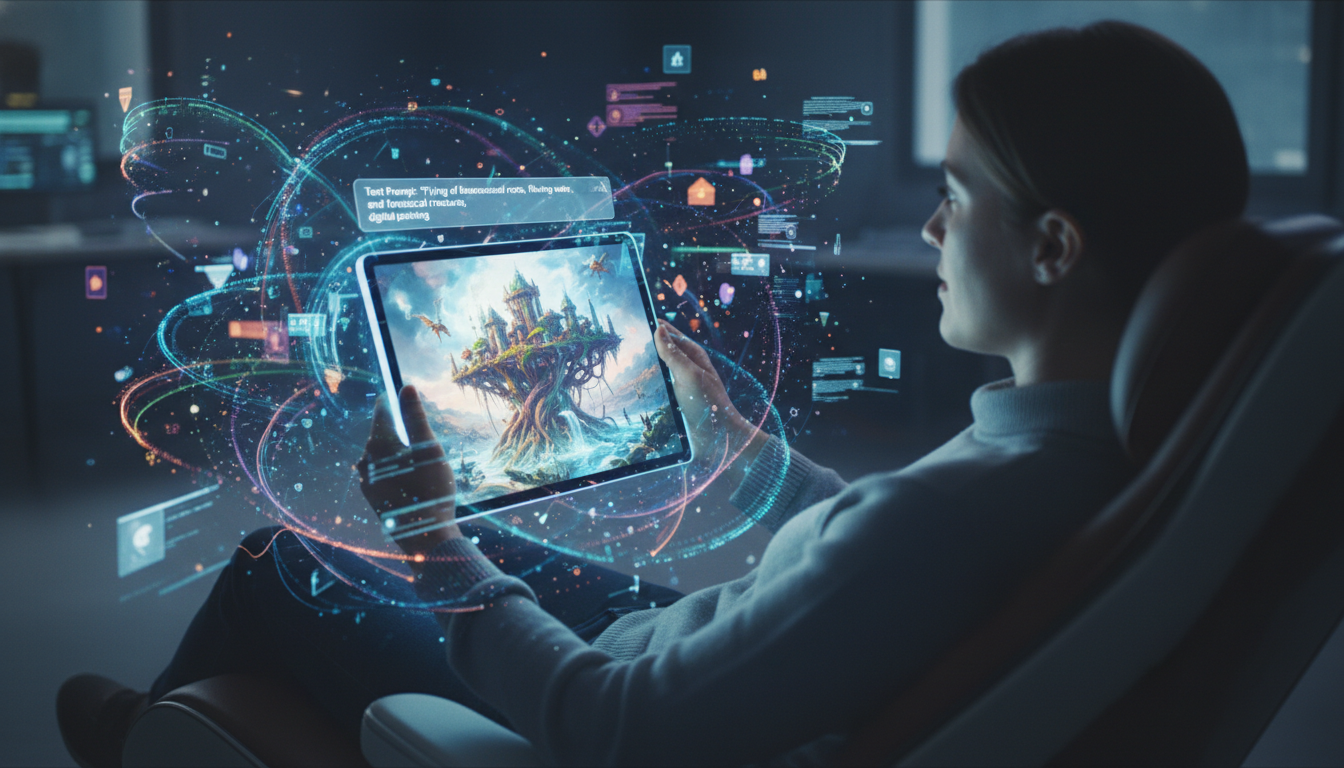 A group of diverse individuals exploring advanced AI tools and holographic interfaces in a futuristic setting, with the article title integrated. supporting image 1