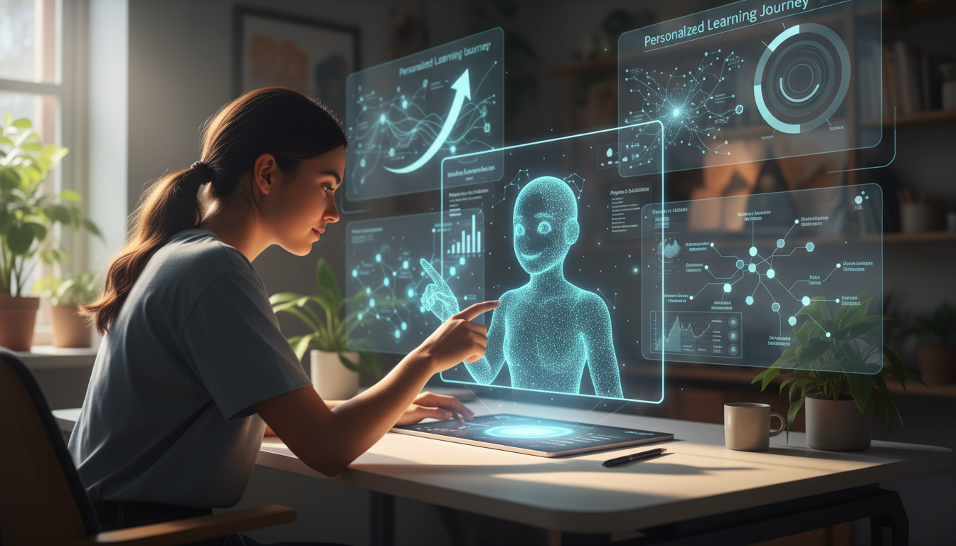 A group of diverse individuals exploring advanced AI tools and holographic interfaces in a futuristic setting, with the article title integrated. supporting image 2