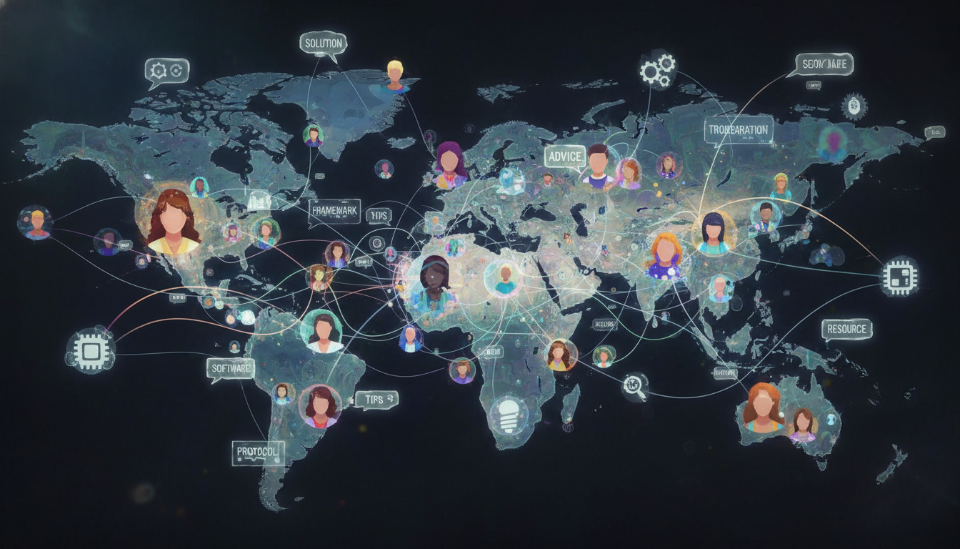 Person at a digital crossroads with a magnifying glass and map, symbolizing guidance in finding online solutions. supporting image 2