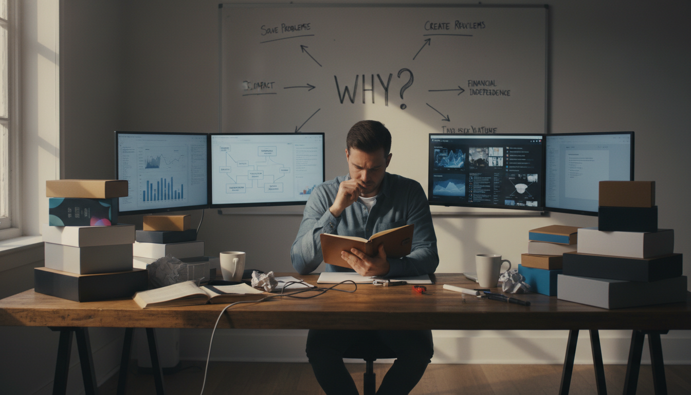 Person with magnifying glass thoughtfully examining a trending product amidst data, symbolizing smart product review. supporting image 1