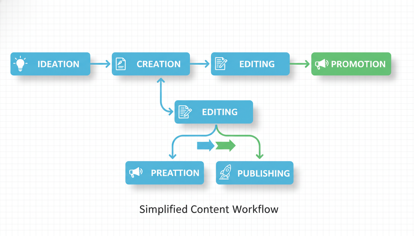 Organized desk with content creation tools and a laptop displaying the title 'How to Build a Content System You Can Actually Maintain' supporting image 2