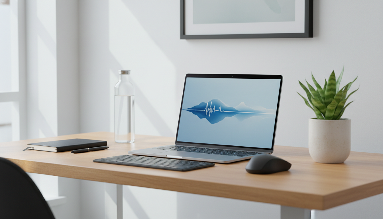 A person calmly working in a serene, minimalist home office, symbolizing an easier, well-designed lifestyle. supporting image 1