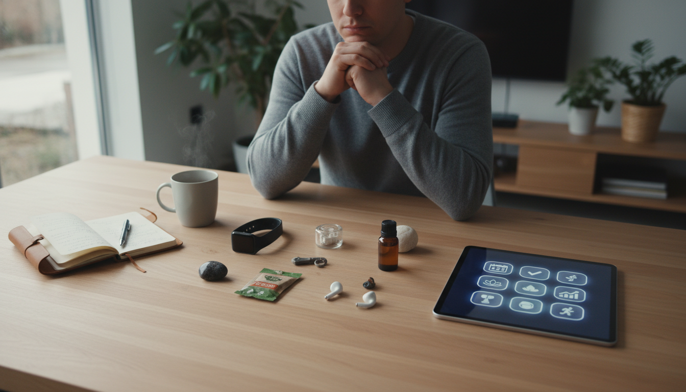 A thoughtfully arranged desk with essential, high-quality lifestyle tools under soft natural light, conveying an atmosphere of intentional living. supporting image 2