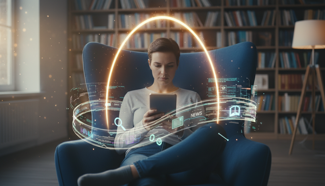 Person efficiently managing multiple digital tasks across screens, symbolizing increased productivity with less effort. supporting image 2