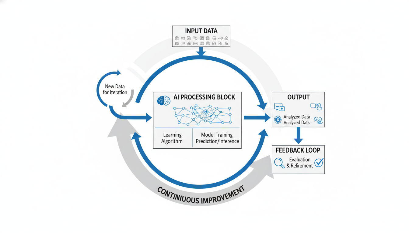 Digital illustration of an AI workflow network, symbolizing frictionless setup and efficiency. supporting image 3