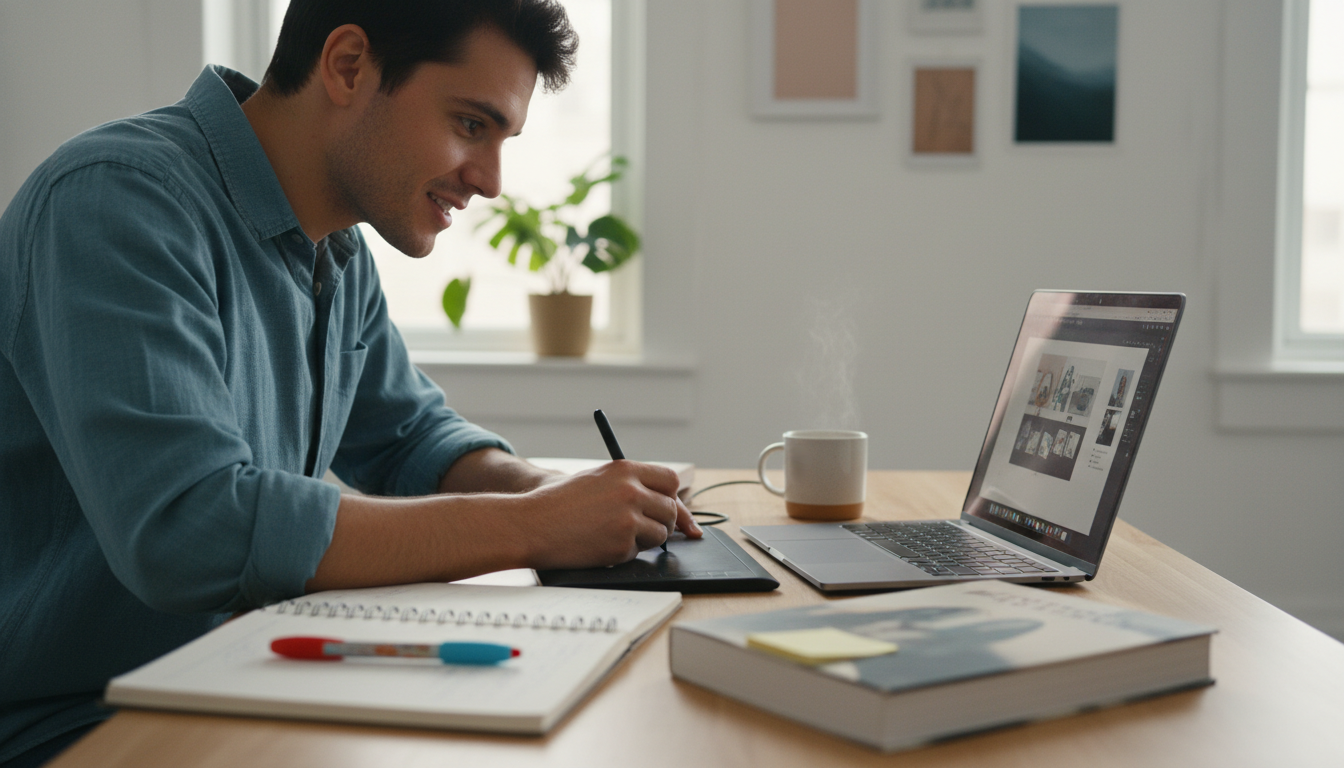 Diverse individuals engaged in modern work and life activities, symbolizing practical how-to guides for productivity, organization, and well-being. supporting image 3