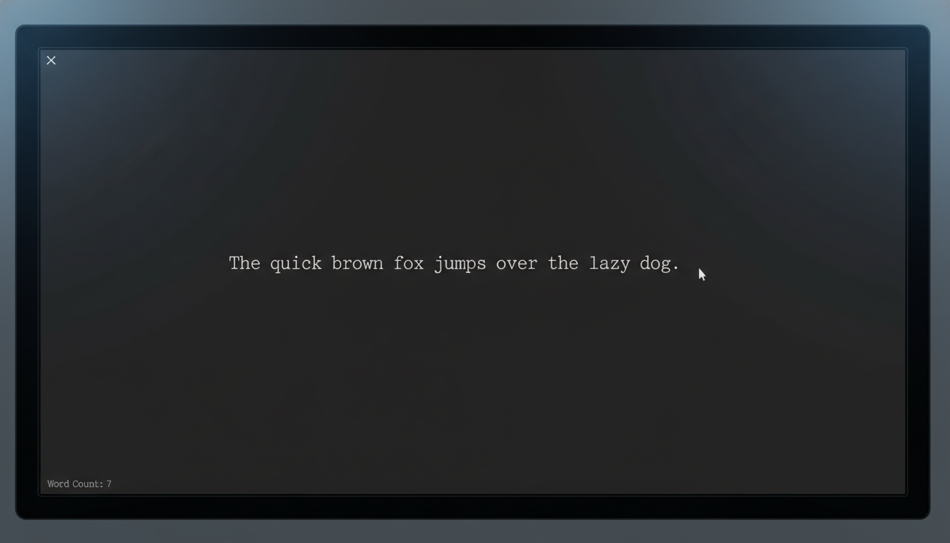 A minimalist desk with a clean monitor displaying a simple text editor, evoking calm and focused work. supporting image 1