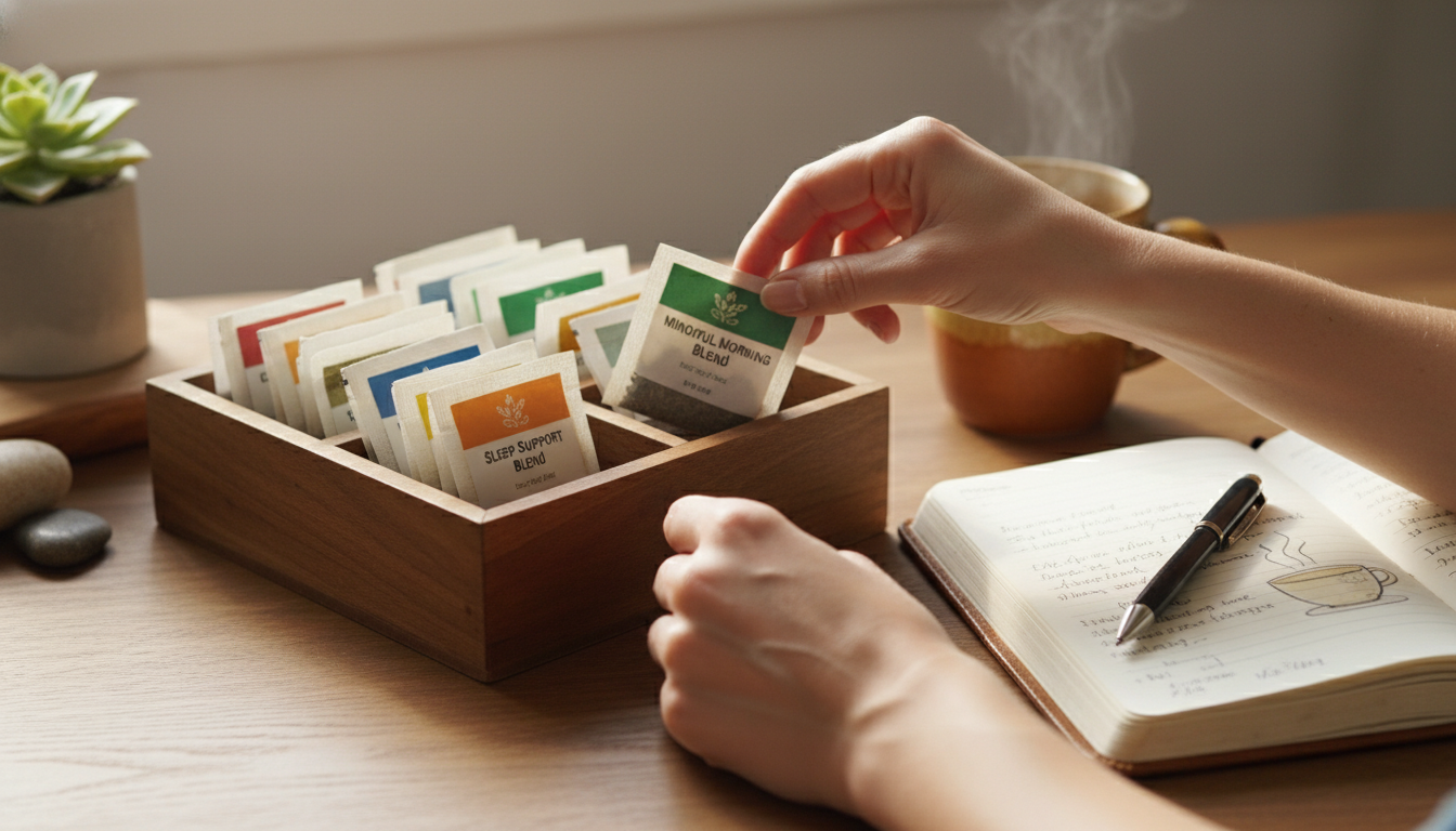 A minimalist desk with tools for energy and focus, symbolizing simple products for well-being. supporting image 3