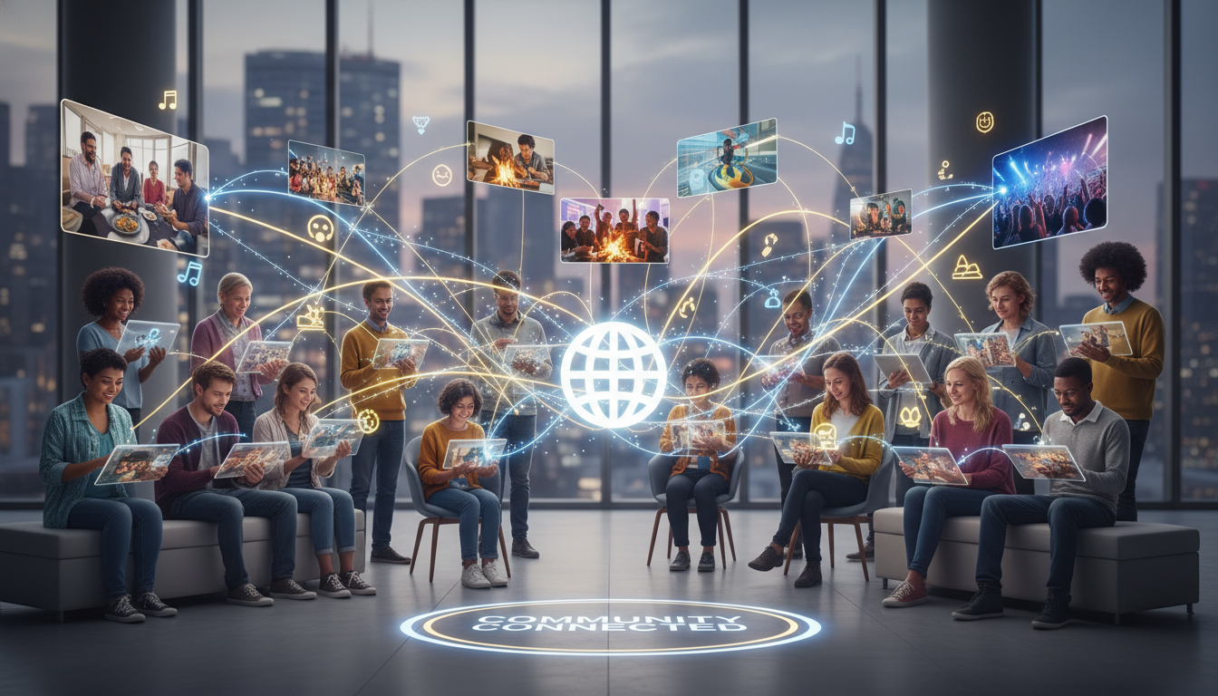 Abstract visual metaphor of interconnected elements representing the core components of a shareable product. supporting image 2